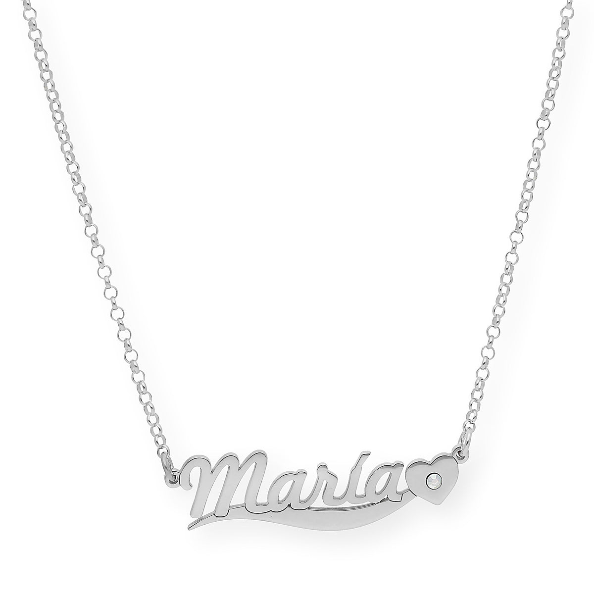 Collar Kassia Nombre y Corazón con Circonita en Plata 925