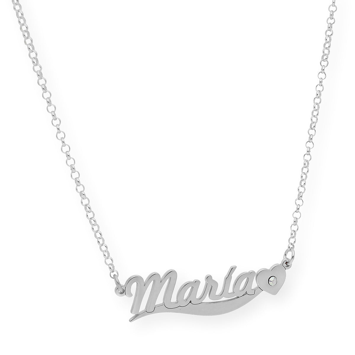 Collar Kassia Nombre y Corazón con Circonita en Plata 925
