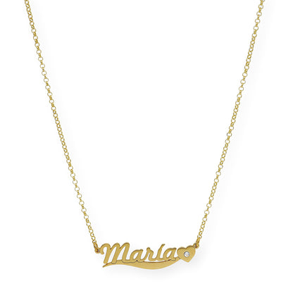 Collar Kassia Nombre y Corazón con Circonita en Plata 925