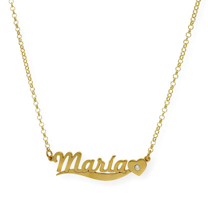 Collar Kassia Nombre y Corazón con Circonita en Plata 925