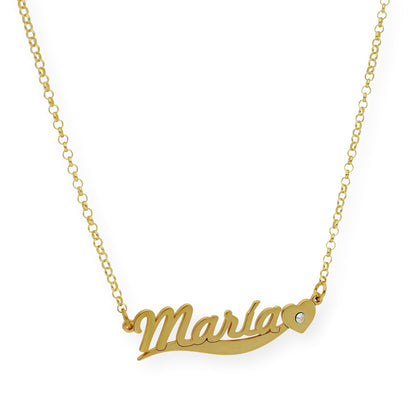 Collar Kassia Nombre y Corazón con Circonita en Plata 925
