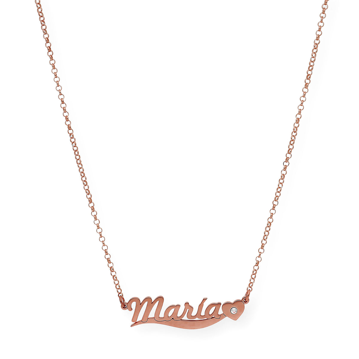 Collar Kassia Nombre y Corazón con Circonita en Plata 925
