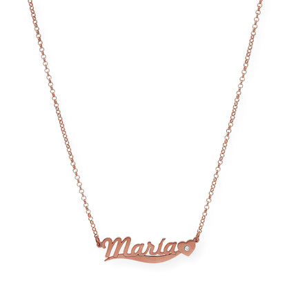 Collar Kassia Nombre y Corazón con Circonita en Plata 925