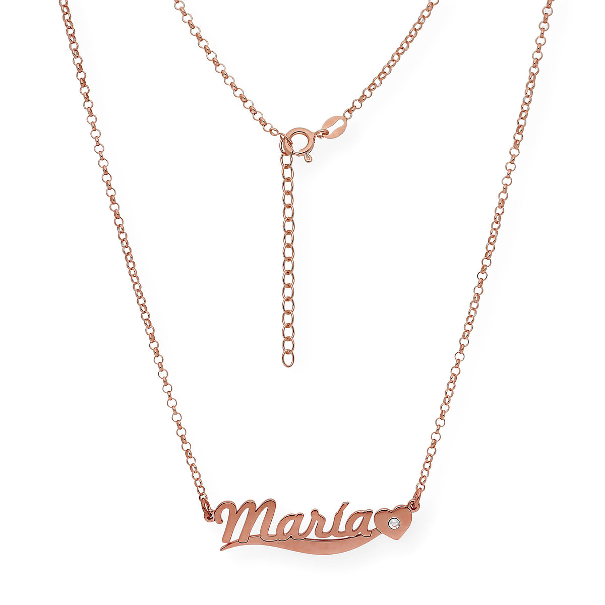Collar Kassia Nombre y Corazón con Circonita en Plata 925