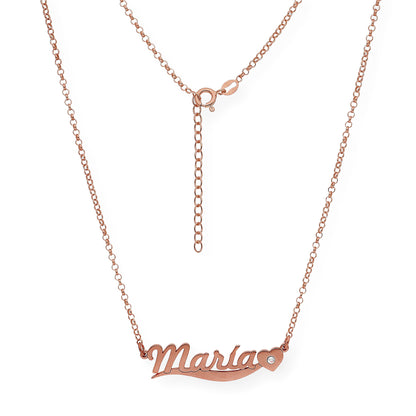 Collar Kassia Nombre y Corazón con Circonita en Plata 925