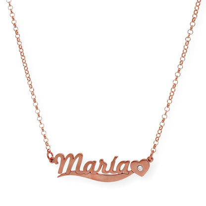 Collar Kassia Nombre y Corazón con Circonita en Plata 925