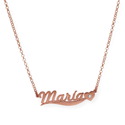 Collar Kassia Nombre y Corazón con Circonita en Plata 925