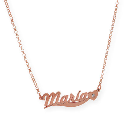 Collar Kassia Nombre y Corazón con Circonita en Plata 925