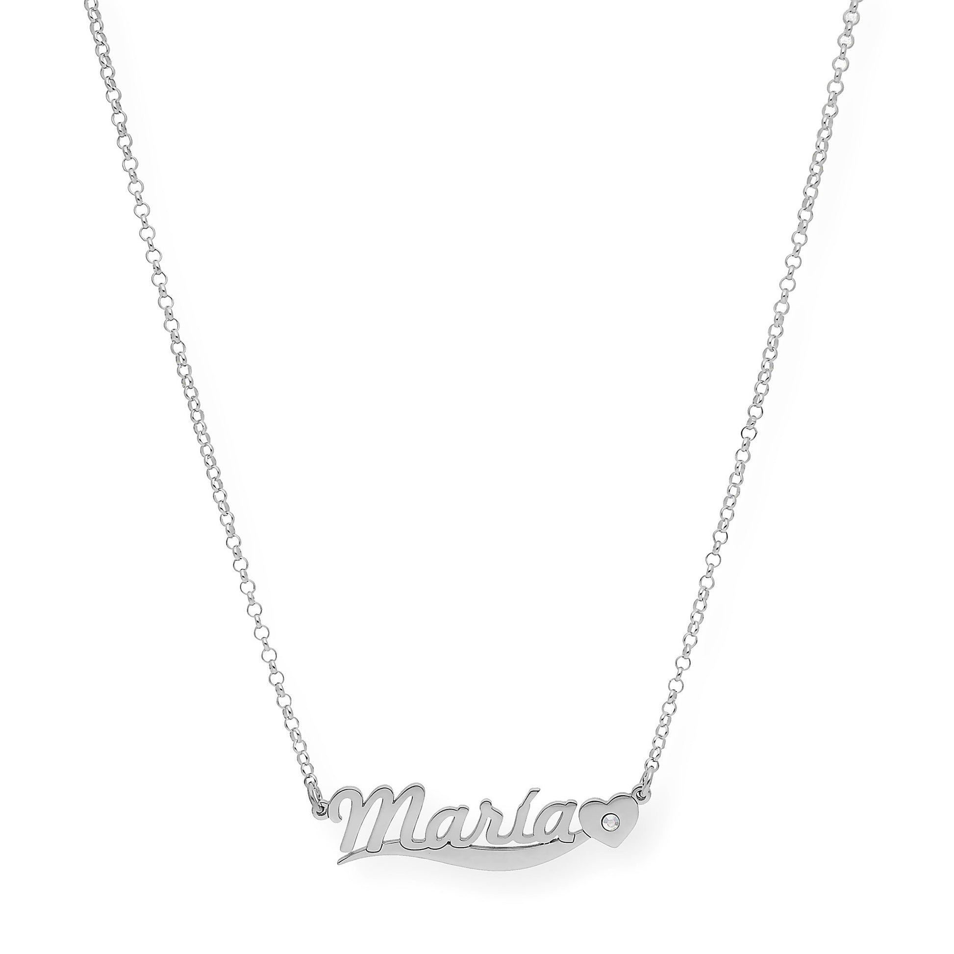 Collar Kassia Nombre y Corazón con Circonita en Plata 925 con Baño de Oro 18k