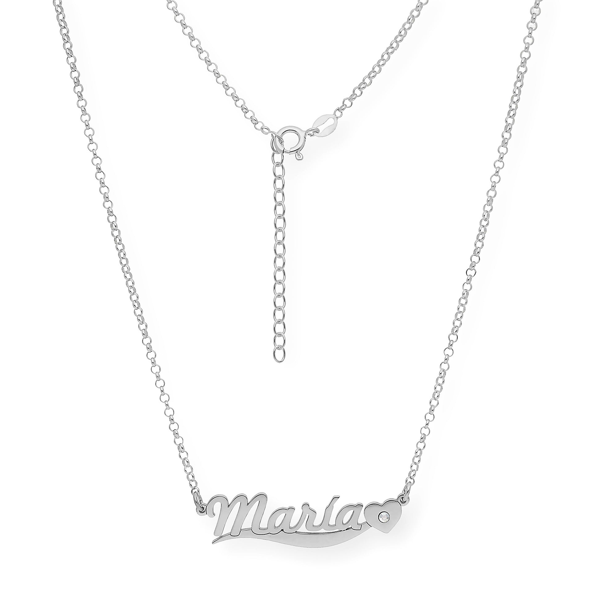 Collar Kassia Nombre y Corazón con Circonita en Plata 925 con Baño de Oro 18k