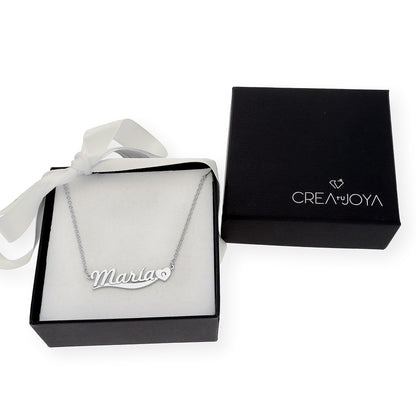 Collar Kassia Nombre y Corazón con Circonita en Plata 925 con Baño de Oro 18k