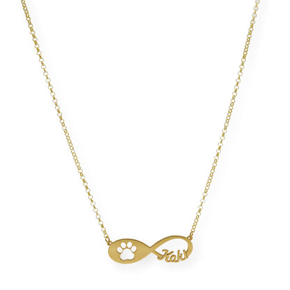 Colgante Infinito Artemis Huella Perro con Nombre en Plata 925