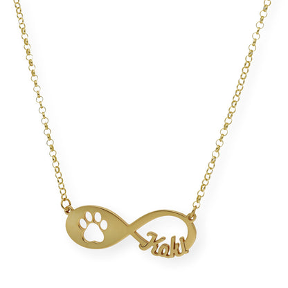 Colgante Infinito Artemis Huella Perro con Nombre en Plata 925