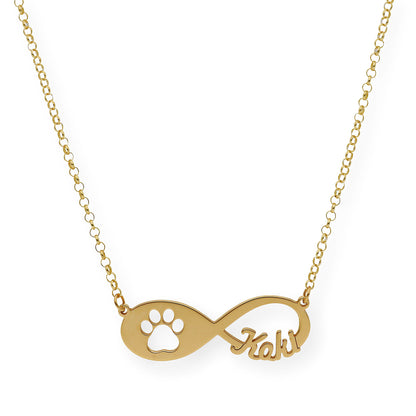 Colgante Infinito Artemis Huella Perro con Nombre en Plata 925