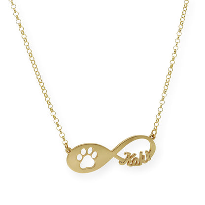 Colgante Infinito Artemis Huella Perro con Nombre en Plata 925