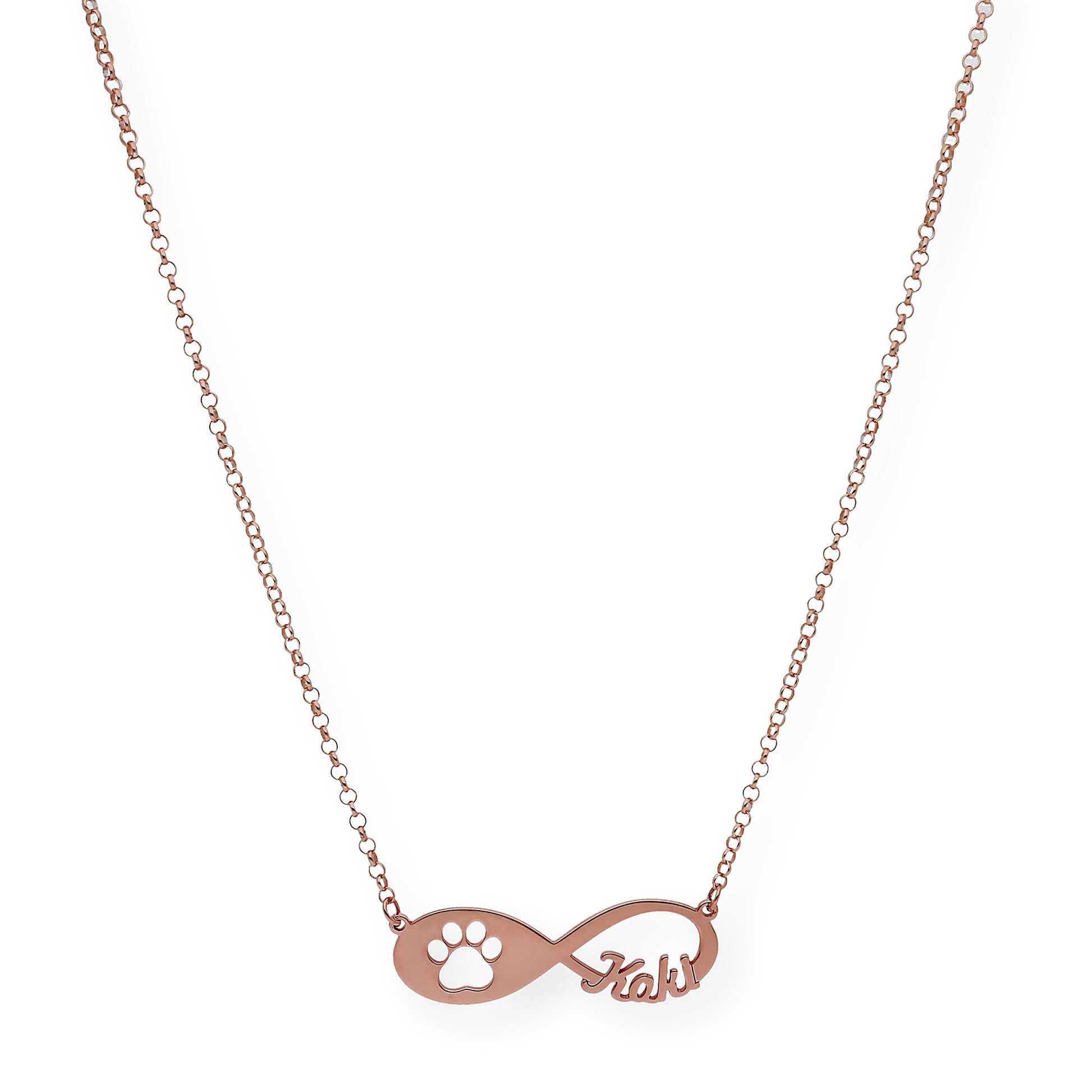 Colgante Infinito Artemis Huella Perro con Nombre en Plata 925