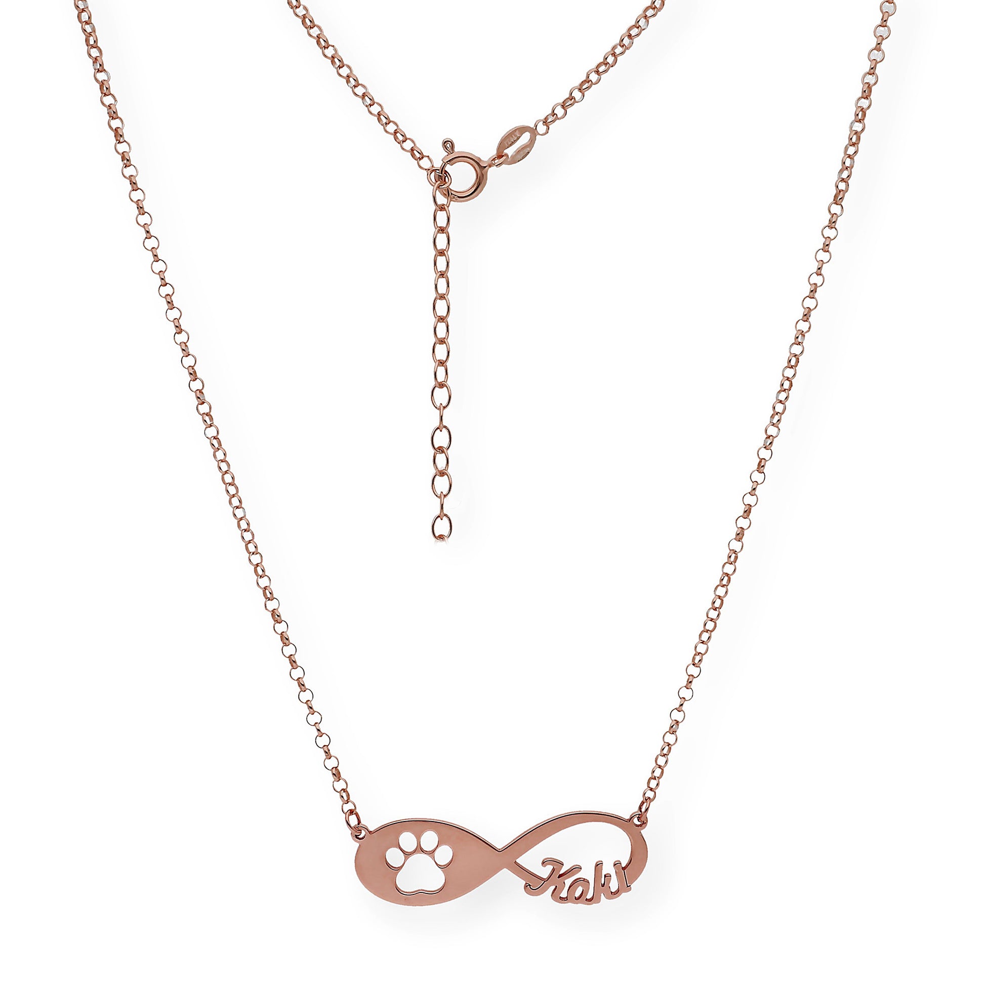 Colgante Infinito Artemis Huella Perro en Plata 925 con Baño de Oro Rosa 18k