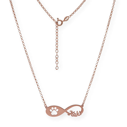 Colgante Infinito Artemis Huella Perro en Plata 925 con Baño de Oro Rosa 18k