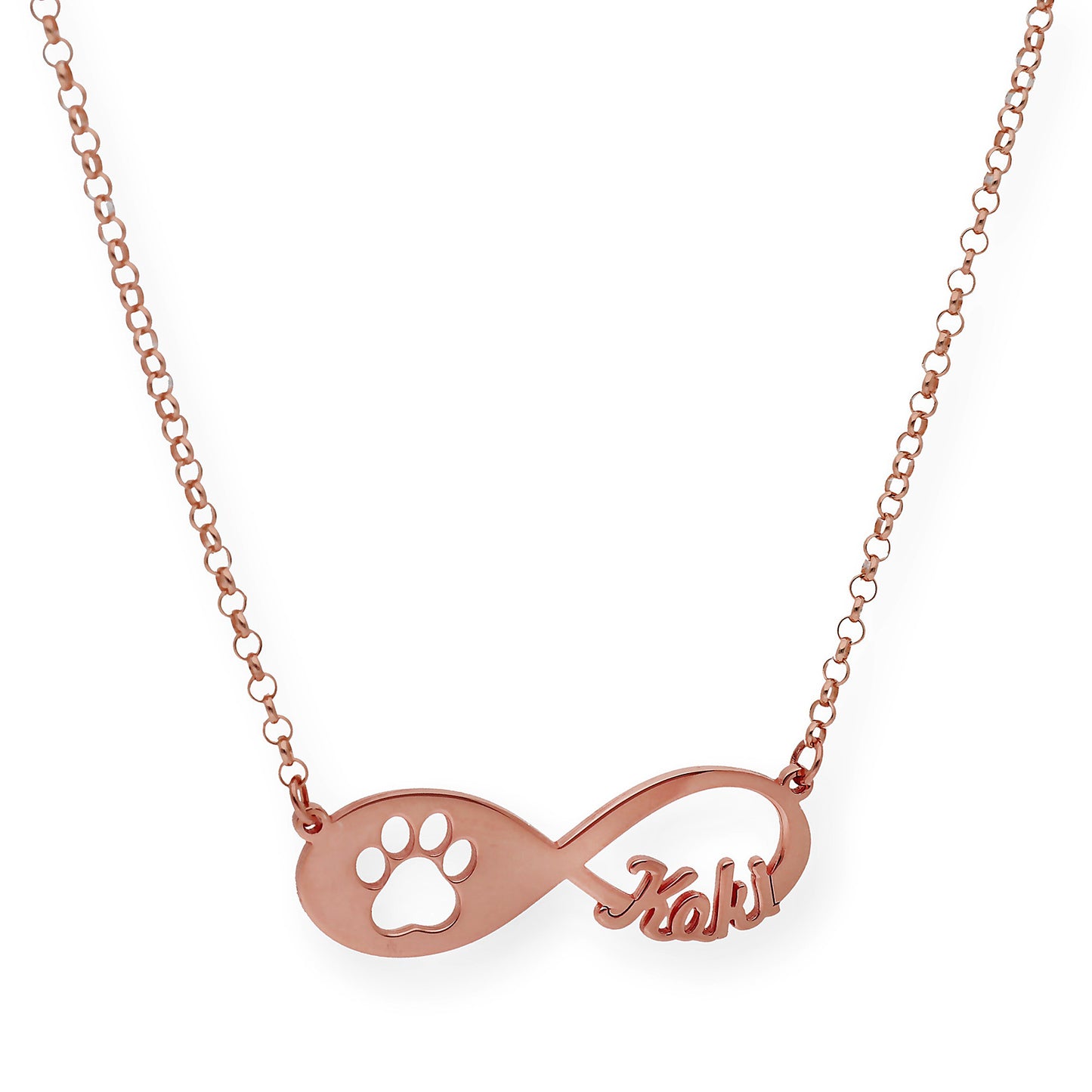 Colgante Infinito Artemis Huella Perro con Nombre en Plata 925