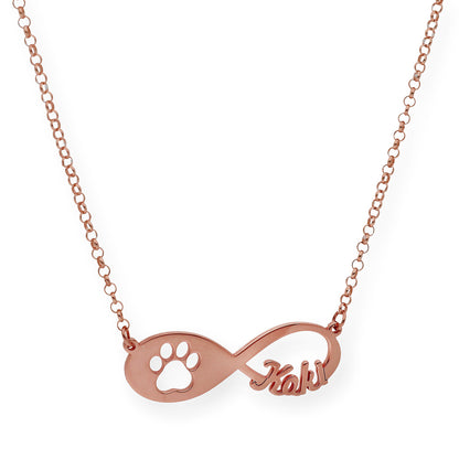 Colgante Infinito Artemis Huella Perro con Nombre en Plata 925