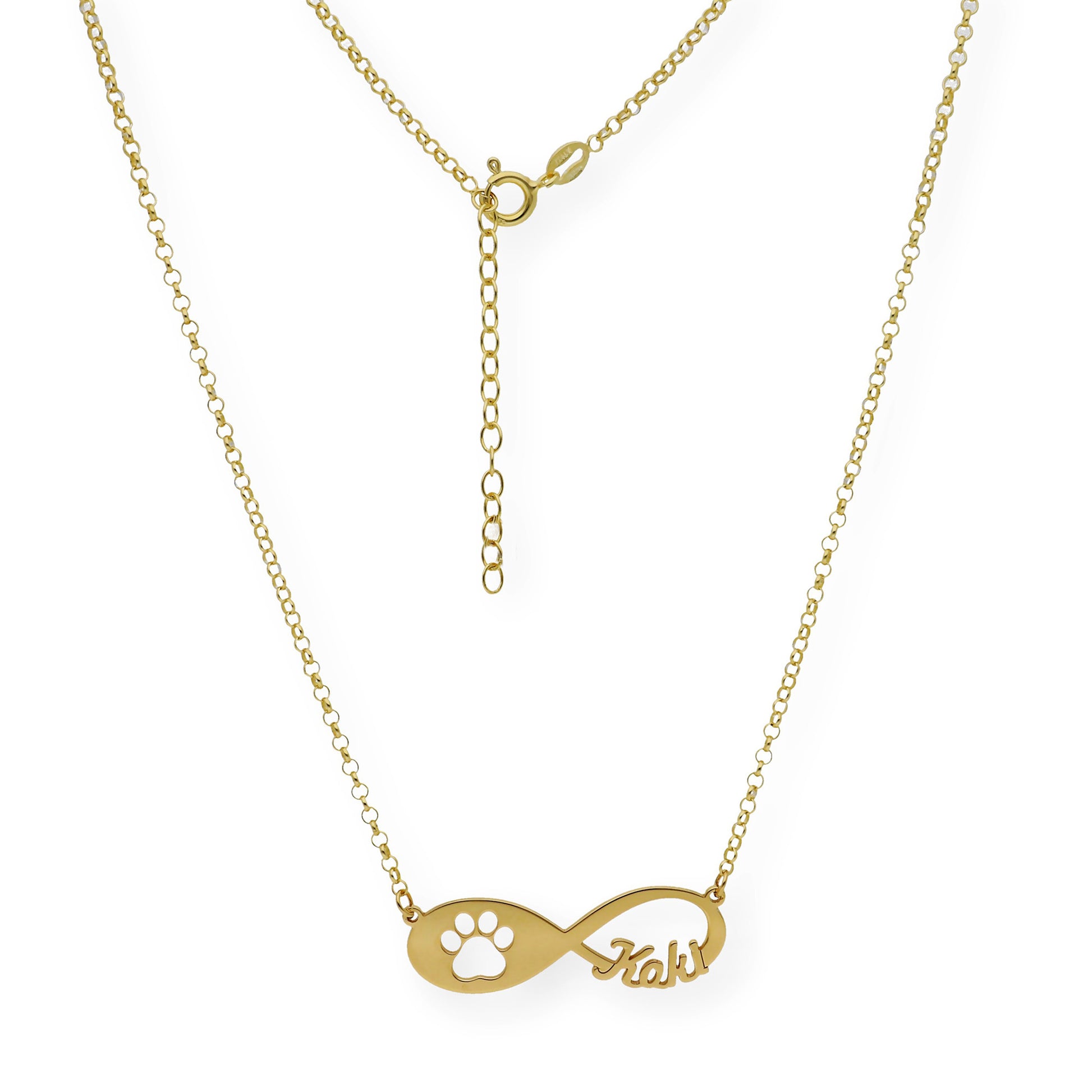 Colgante Infinito Artemis Huella Perro en Plata 925 con Baño de Oro Rosa 18k