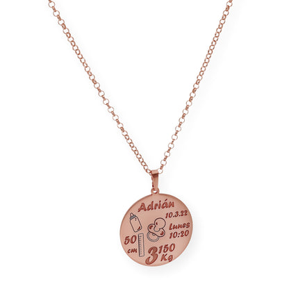 Colgante Dije Nacimiento Ari en Plata 925 con Baño de Oro Rosa 18k