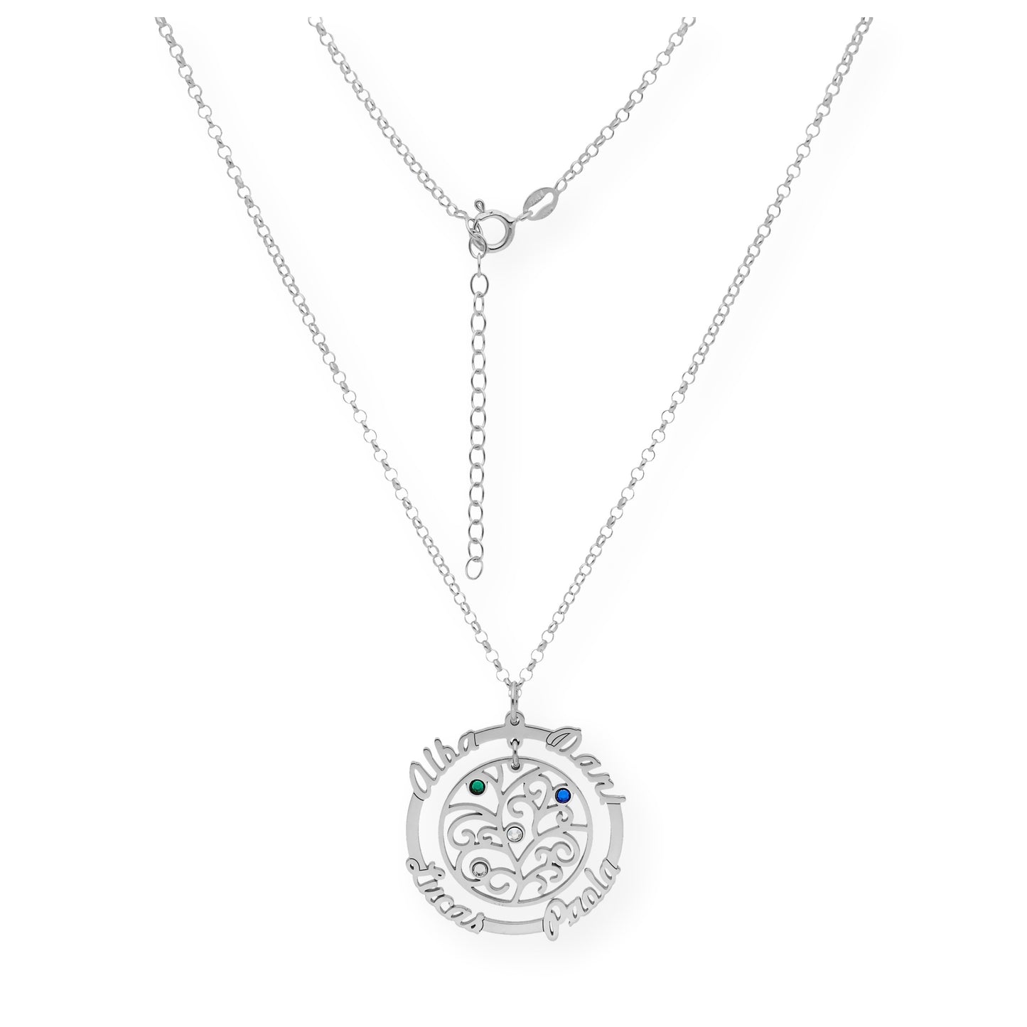 Colgante Dafne Orla Floral con Nombres en Plata 925