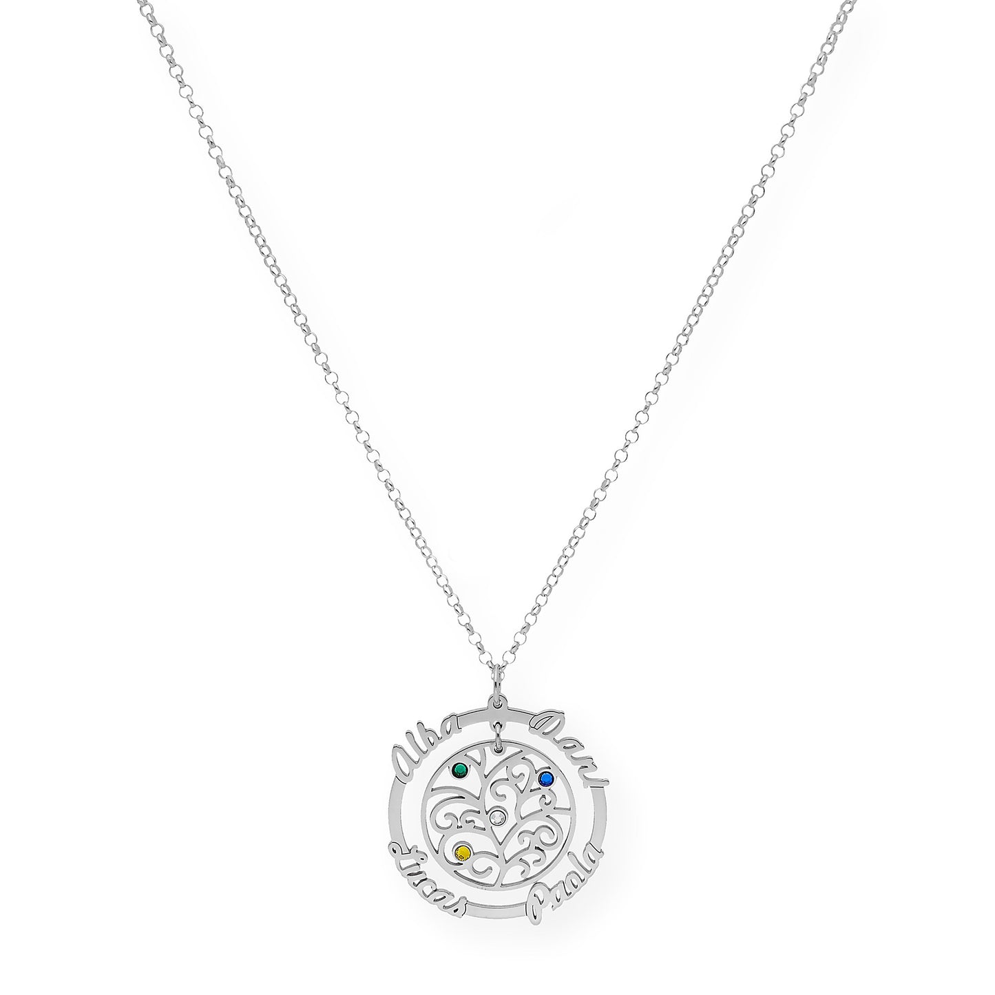 Colgante Dafne Orla Floral con Nombres en Plata 925
