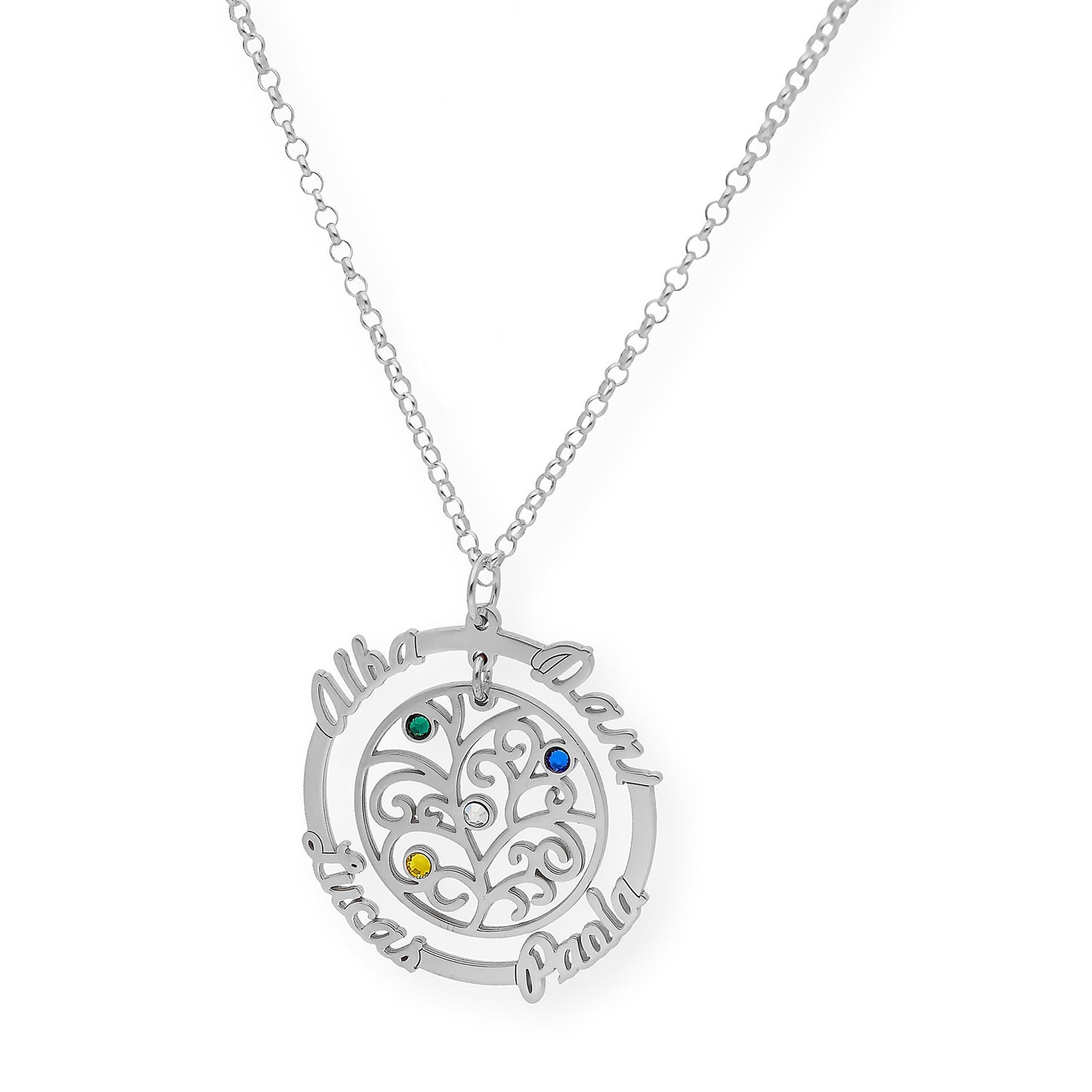 Colgante Dafne Orla Floral con Nombres en Plata 925
