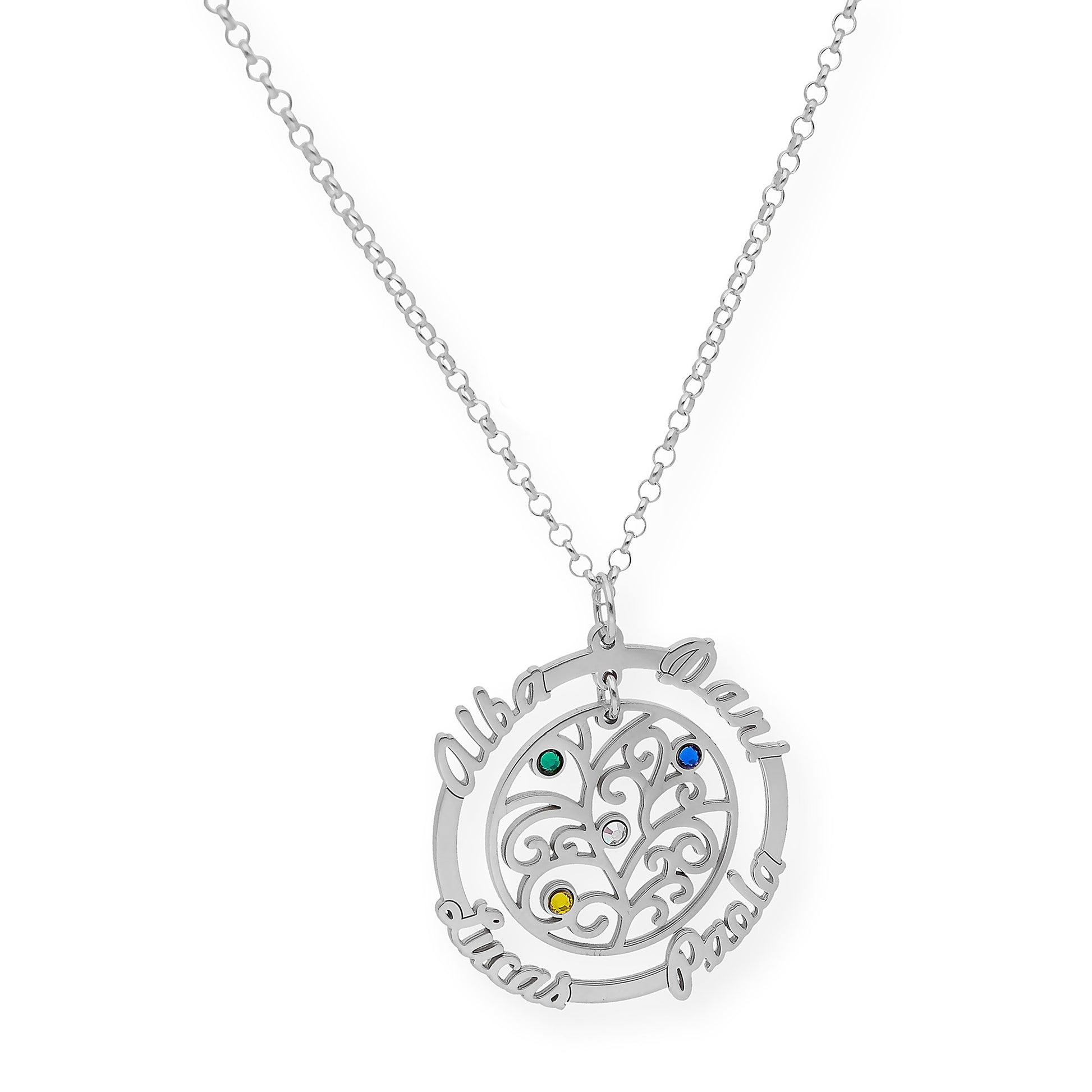 Colgante Dafne Orla Floral con Nombres en Plata 925