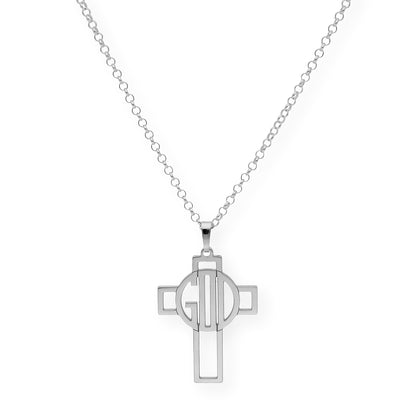 Colgante Cruz Calada Thedore Iniciales en Plata 925