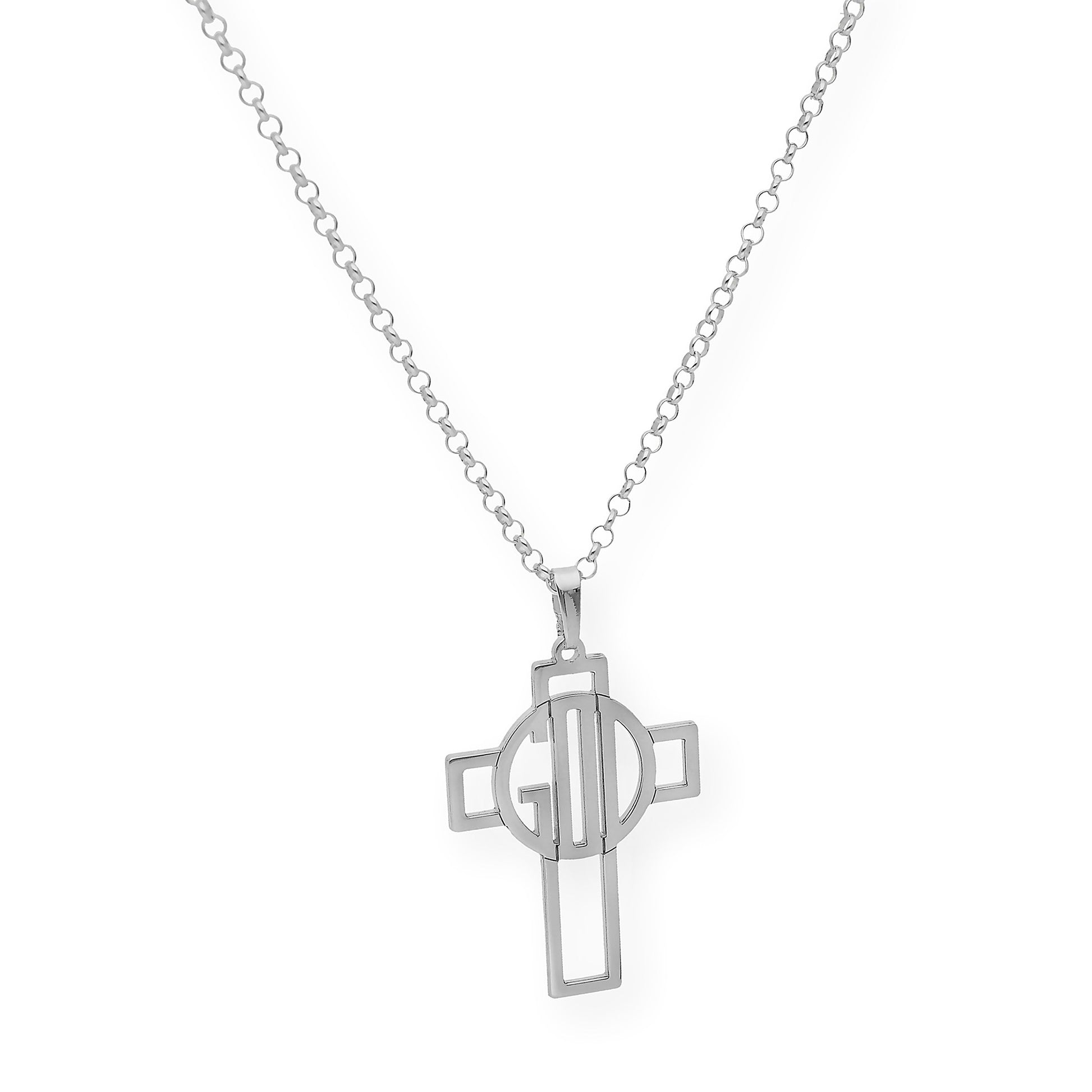 Colgante Cruz Calada Thedore Iniciales en Plata 925