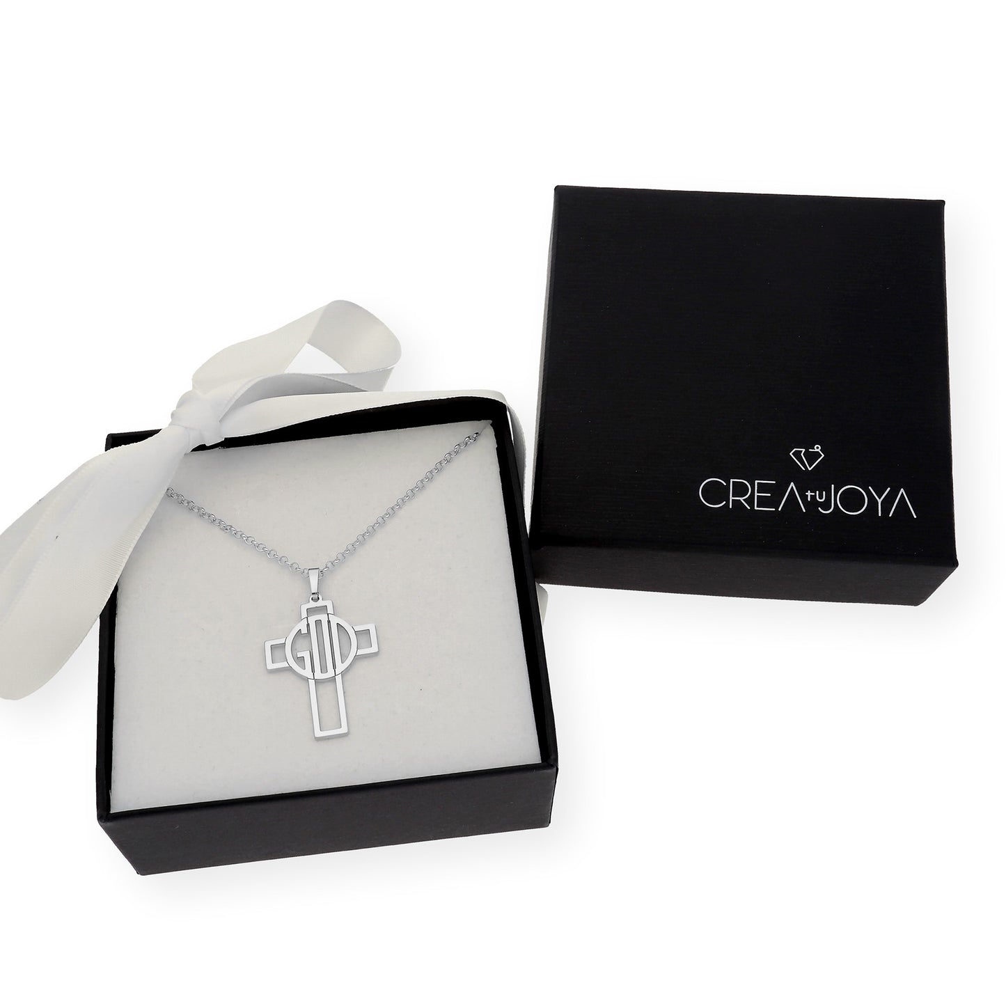 Colgante Cruz Calada Thedore Iniciales en Plata 925