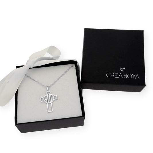 Colgante Cruz Calada Thedore Iniciales en Plata 925