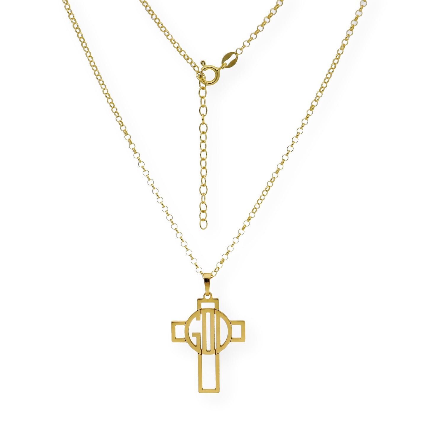 Colgante Cruz Calada Thedore Iniciales en Plata 925 con Baño de Oro 18k