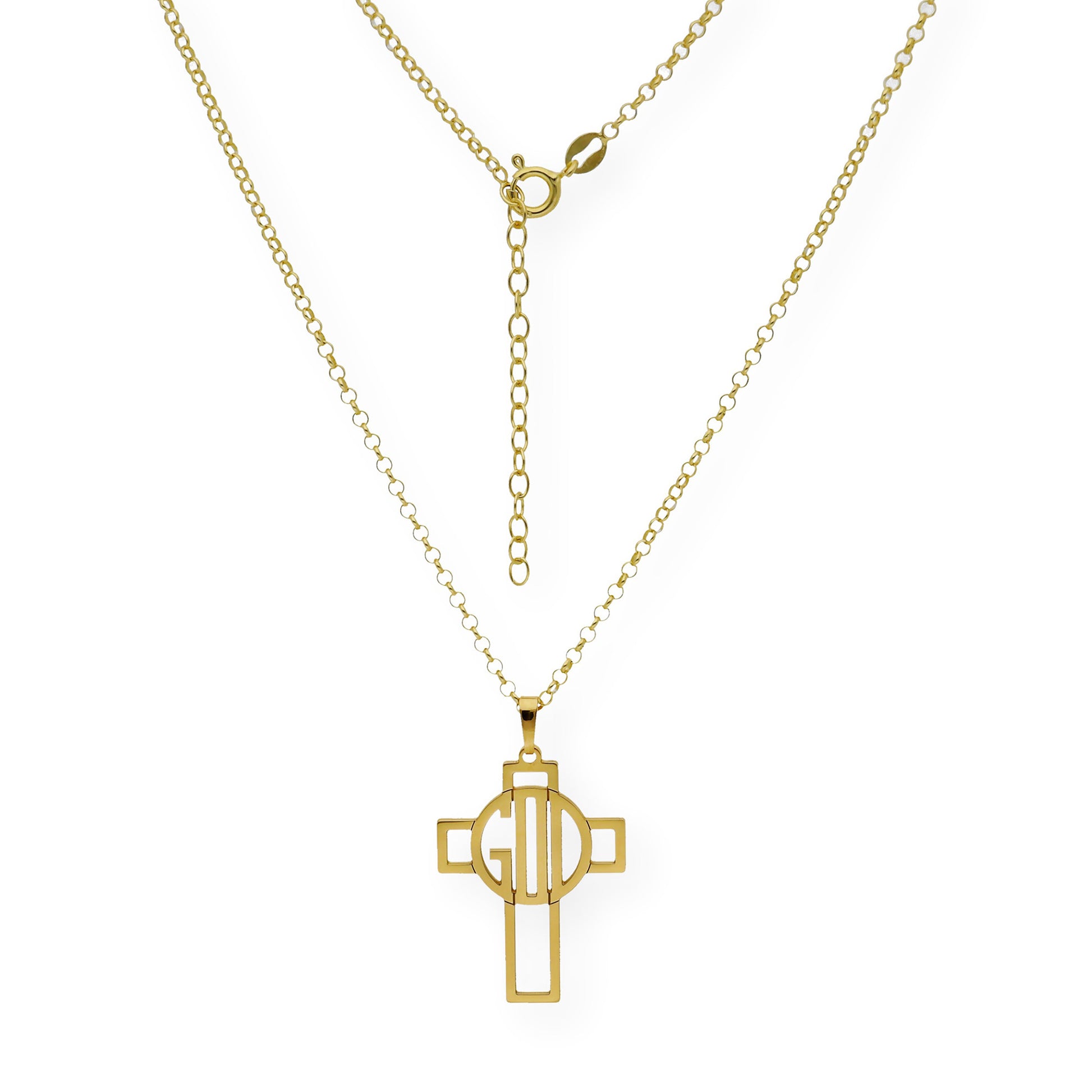 Colgante Cruz Calada Thedore Iniciales en Plata 925 con Baño de Oro 18k