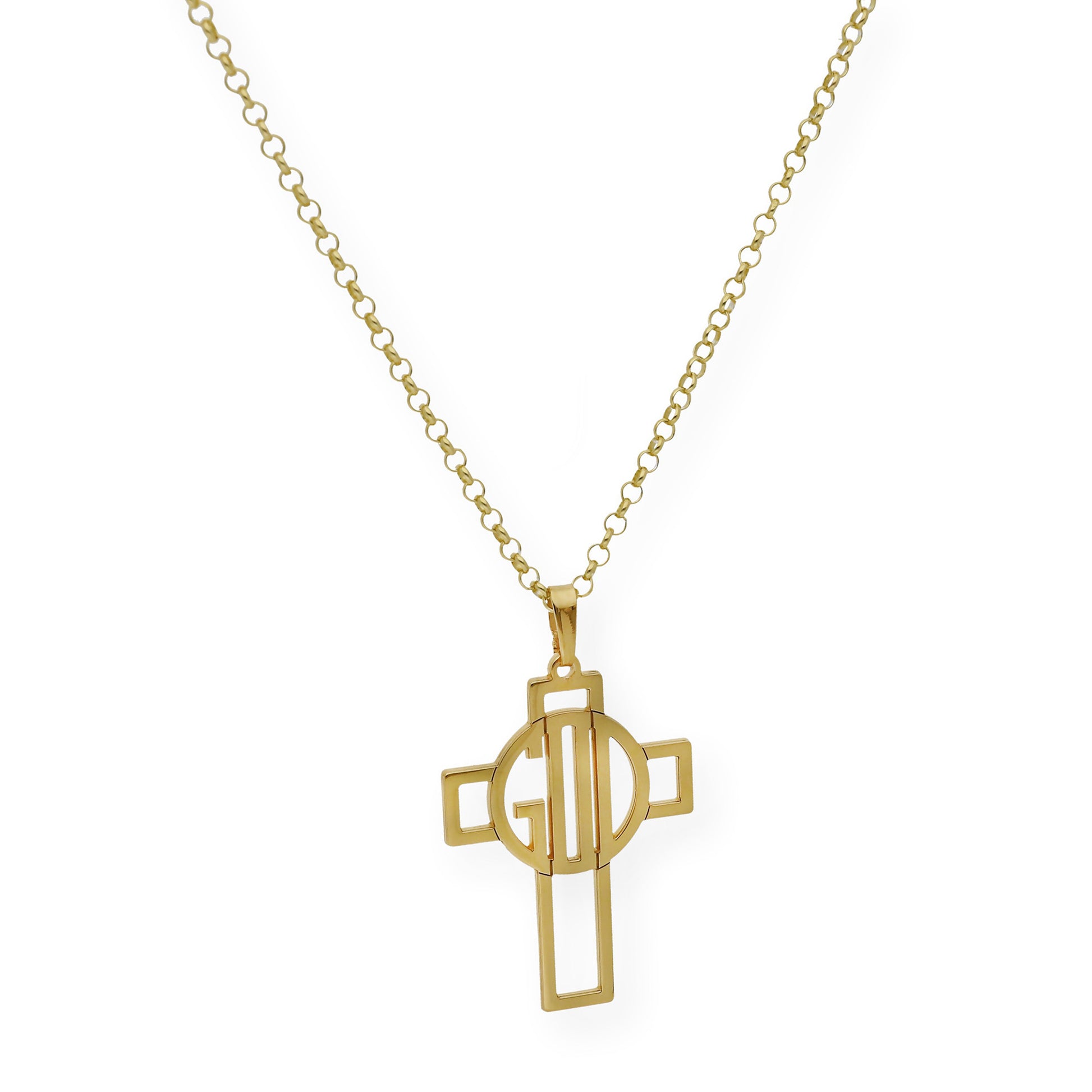 Colgante Cruz Calada Thedore Iniciales en Plata 925 con Baño de Oro 18k