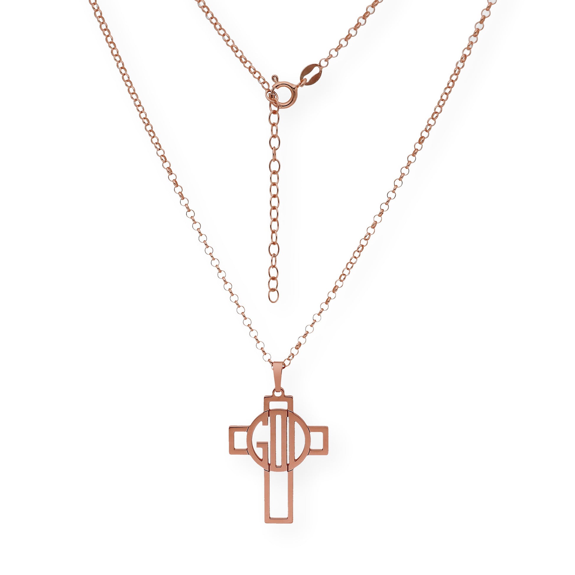 Colgante Cruz Calada Thedore Iniciales en Plata 925 con Baño de Oro Rosa 18k