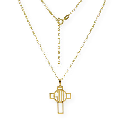 Colgante Cruz Calada Thedore Iniciales en Plata 925