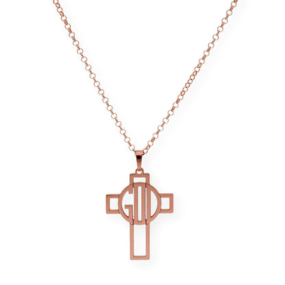 Colgante Cruz Calada Thedore Iniciales en Plata 925 con Baño de Oro 18k