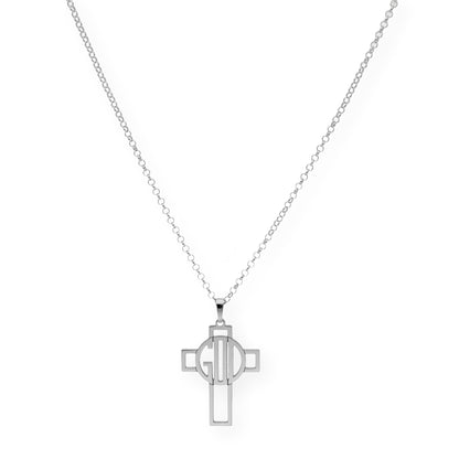 Colgante Cruz Calada Thedore Iniciales en Plata 925 con Baño de Oro Rosa 18k