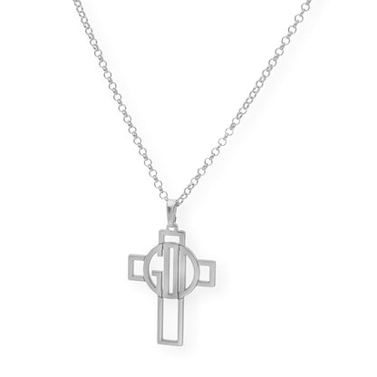 Colgante Cruz Calada Thedore Iniciales en Plata 925 con Baño de Oro Rosa 18k