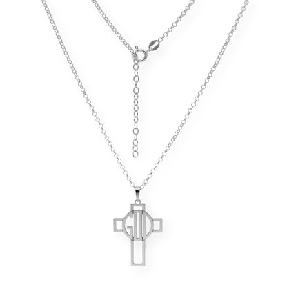 Colgante Cruz Calada Thedore Iniciales en Plata 925 con Baño de Oro Rosa 18k
