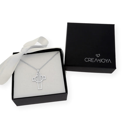 Colgante Cruz Calada Thedore Iniciales en Plata 925 con Baño de Oro 18k