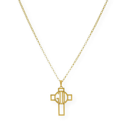Colgante Cruz Calada Thedore Iniciales en Plata 925 con Baño de Oro Rosa 18k
