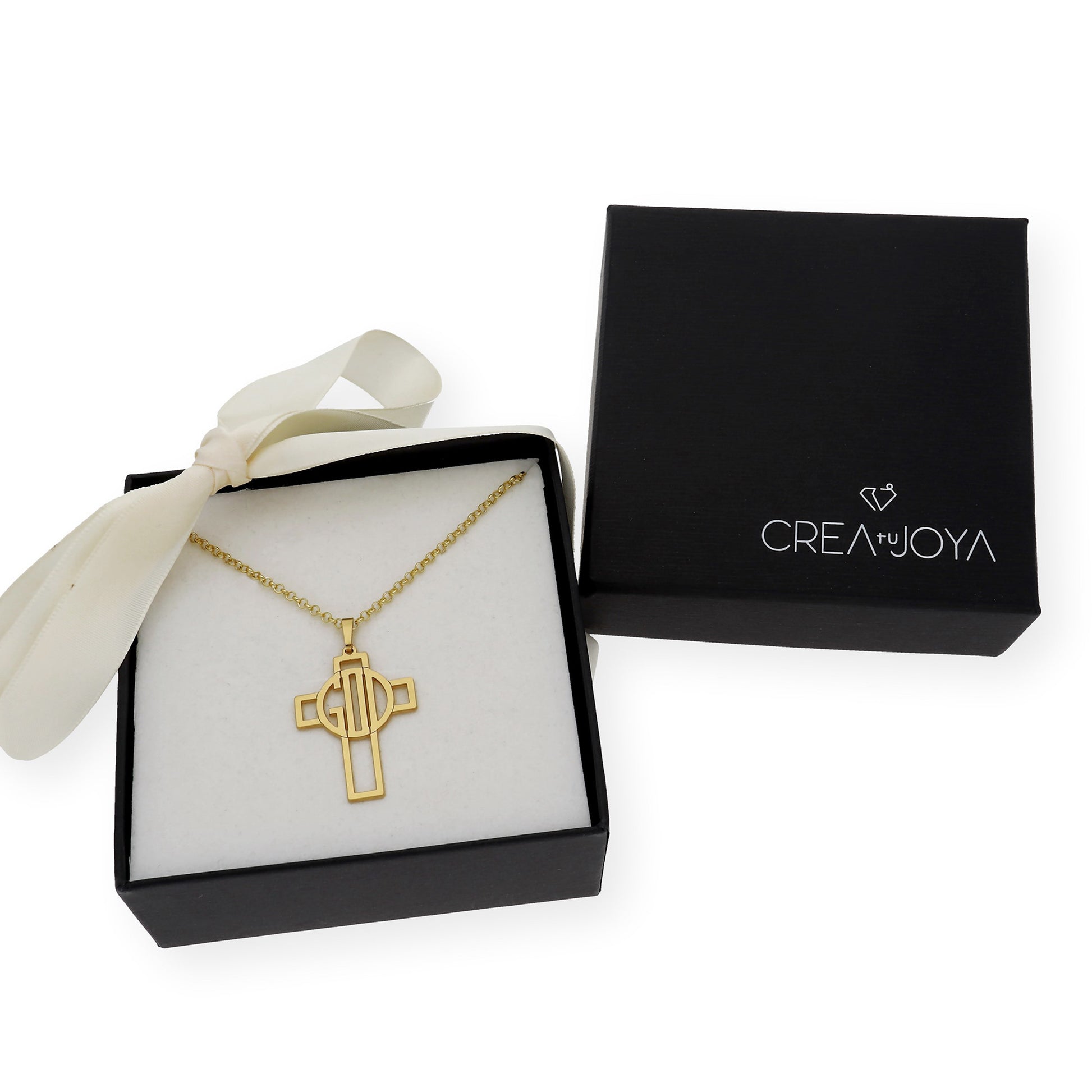 Colgante Cruz Calada Thedore Iniciales en Plata 925 con Baño de Oro Rosa 18k