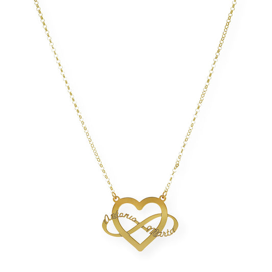 Colgante Corazón Infinito Hera en Plata 925 con Baño de Oro 18k