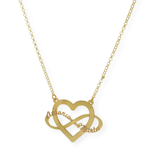 Colgante Corazón Infinito Hera en Plata 925 con Baño de Oro 18k