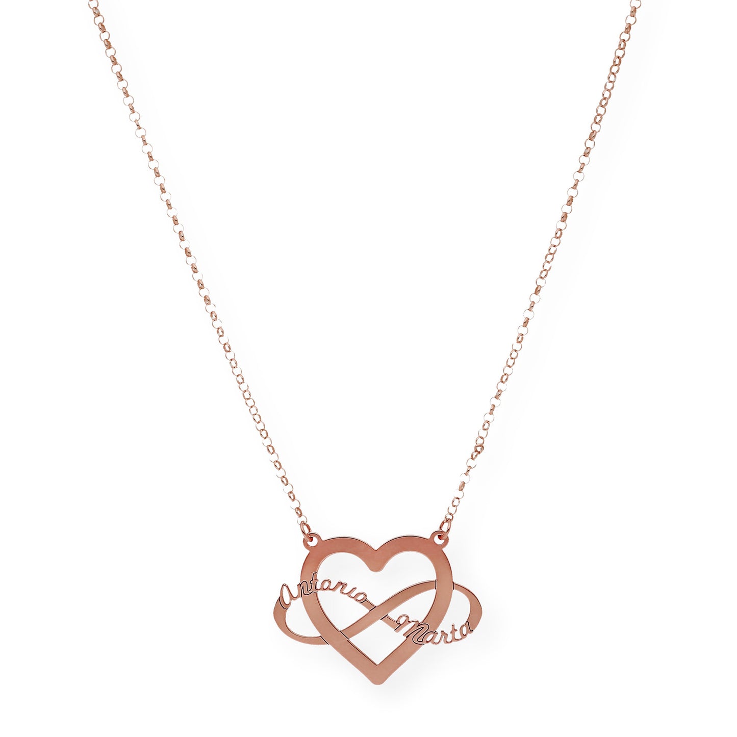 Colgante Corazón Infinito Hera en Plata 925 con Baño de Oro Rosa 18k