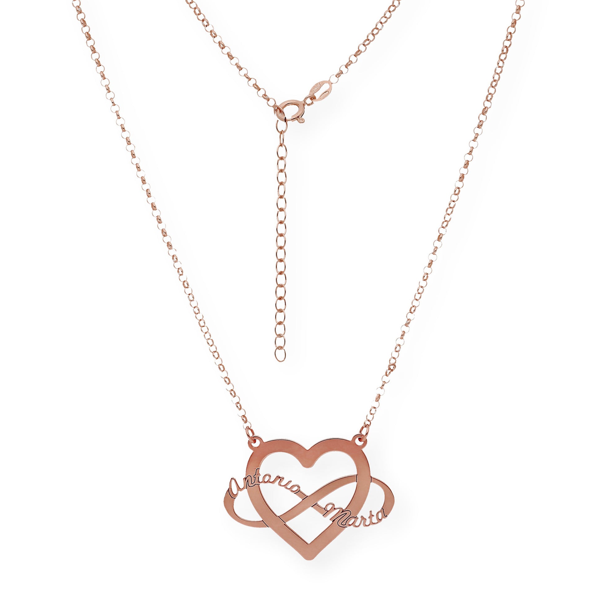 Colgante Corazón Infinito Hera en Plata 925 con Baño de Oro Rosa 18k